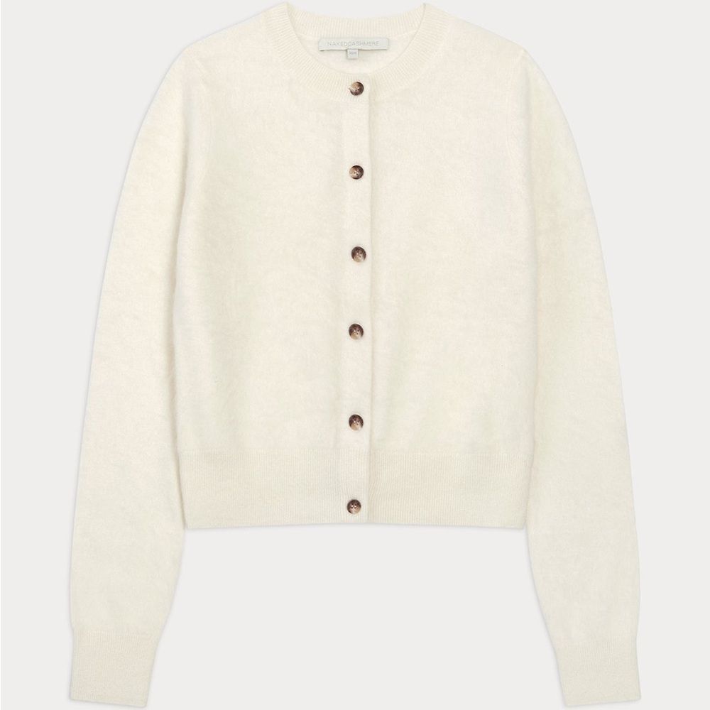 NakedCashmere Cream Crewneck Button Cardigan